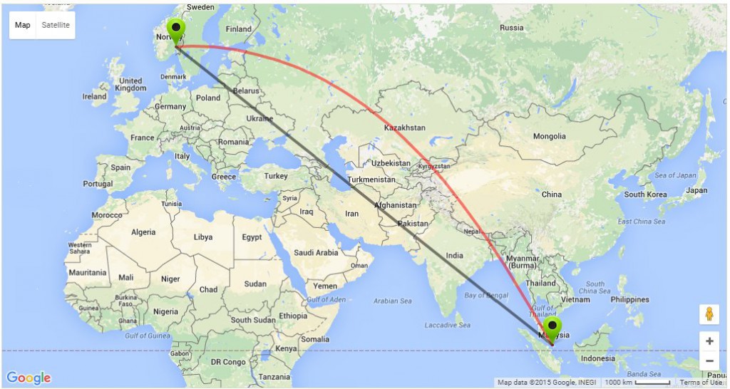 Så langt skal Vålerenga 2 reise kommende sesong. Skjermdump www.distancefromto.net