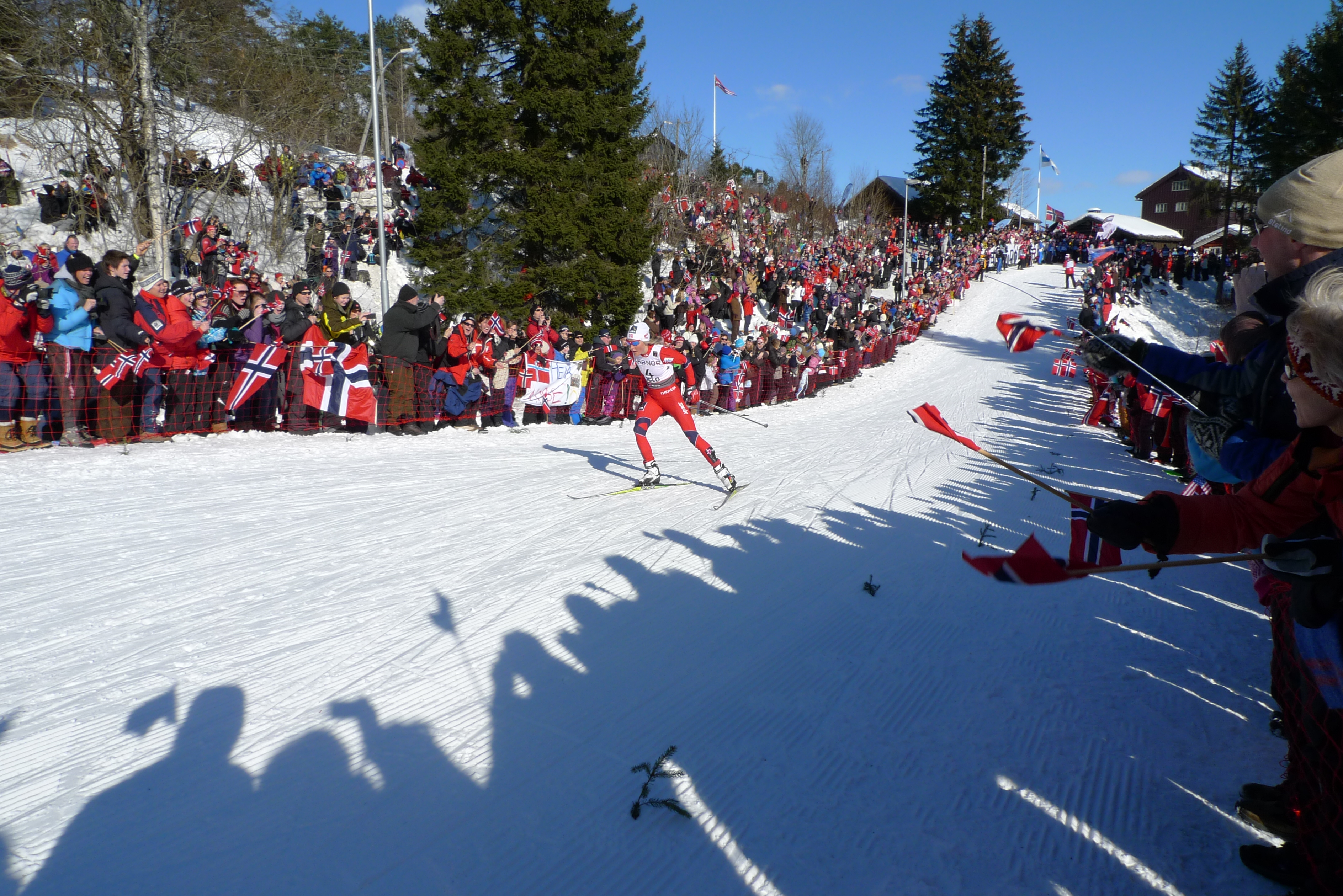 Therese Johaug heies fram under Ski-VM i Oslo. Foto: Maria Torvund / Wikipedia.