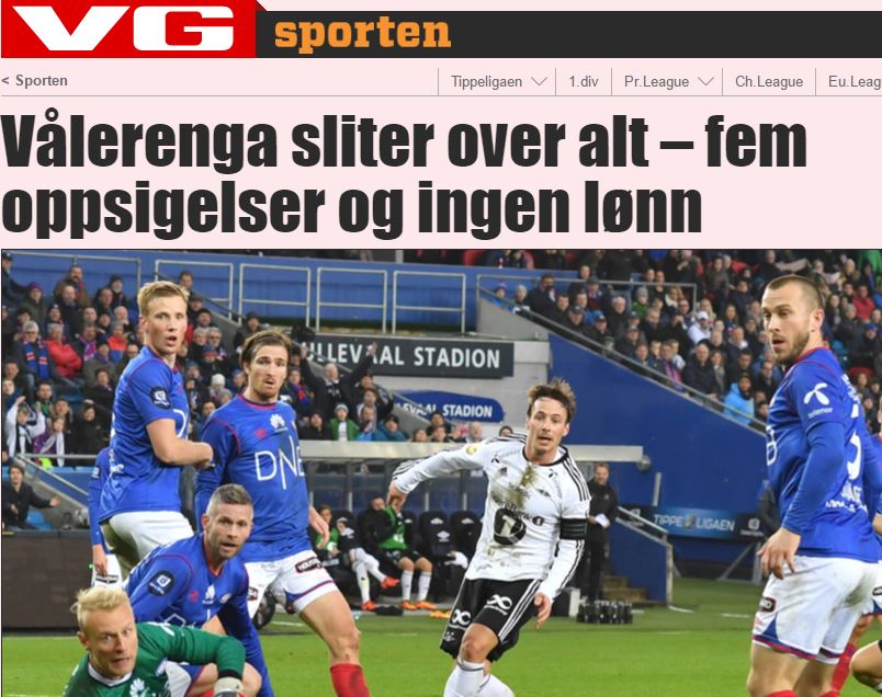 Ingen lønn og fem har sagt opp i Vålerenga. Skjermdump: VG