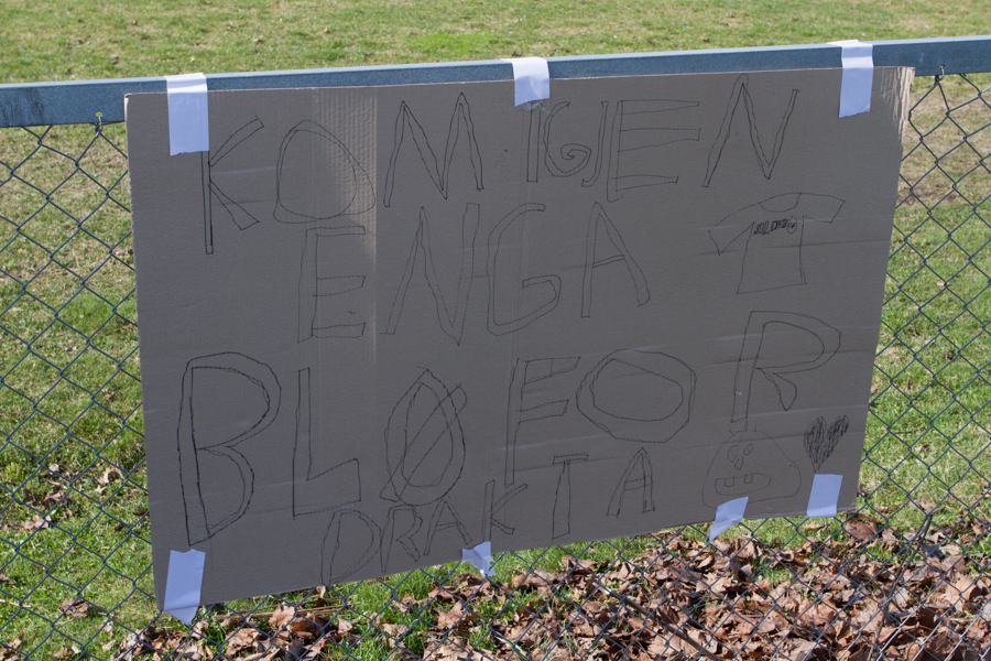 Plakat på trening før Vålerenga-Tromsø. Foto.: Grydis.no